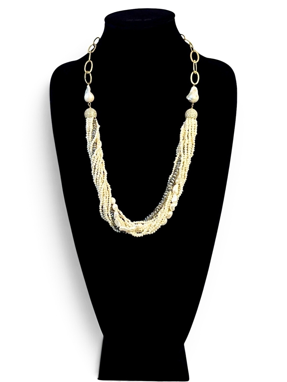 Neiman Marcus Multistrand White & Gray Pearl Necklace | NWT